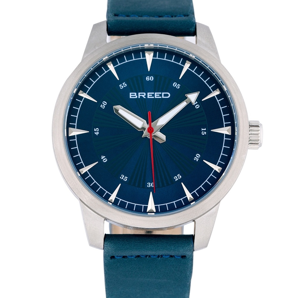 NWT Men's Unique Blue Genuine Leather Band Watch